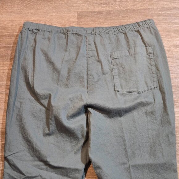 Eileen Fisher Women's Size Large 100% Organic Cotton Twill Ankle Pants Green EUC - Picture 9 of 9
